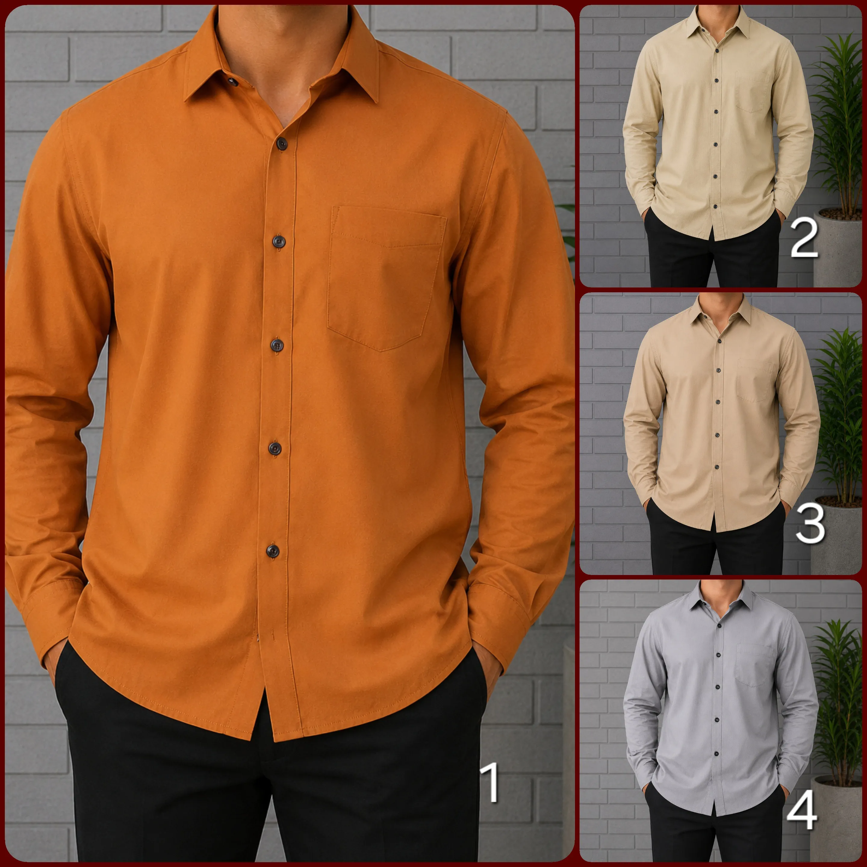 پیراهن آستین بلند مردانه کتان کاغذی تک جیب