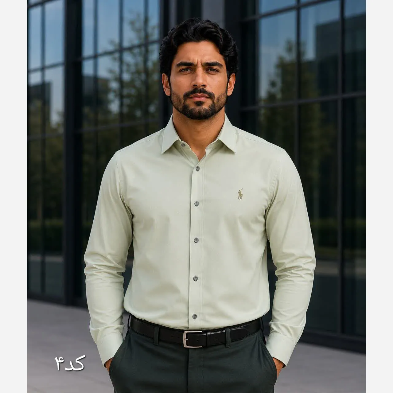 پیراهن مردانه آستین بلند داکرون قواره آزاد رنگ ثابت سایز L تا 2XL