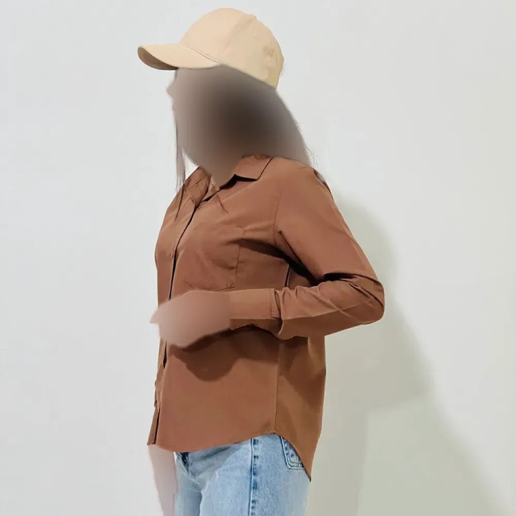 شومیز بیسیک زنانه کد 1147 یقه مردانه آستین بلند بنددار نخی یونیسکس سایزبزرگ