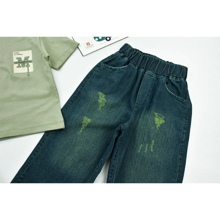 ست تیشرت و شلوار پسرانه مدل بگ جین پنبهای