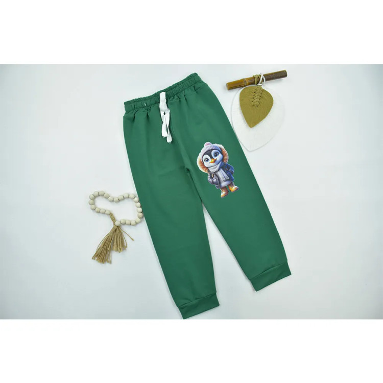 شلوار دخترانه طرح پنگوئن مدل راسته سایز 7 سال جنس اسپان