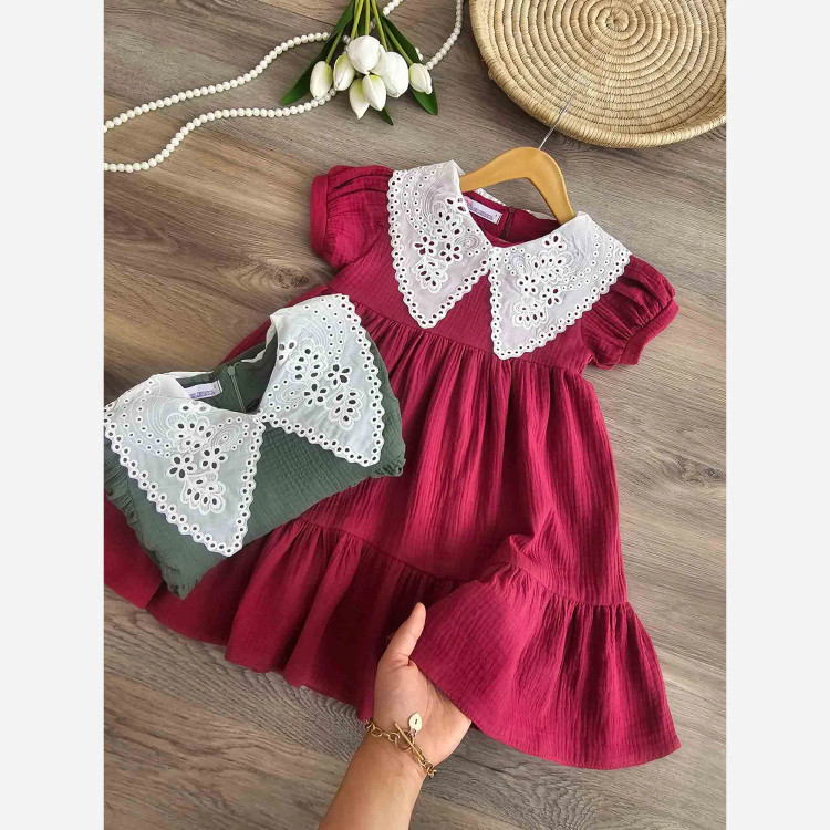 پیراهن دخترانه موسلین تابستانه خنک سایز 3 تا 9 سال