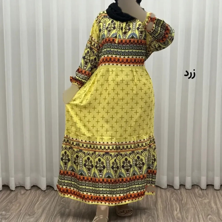 پیراهن ساحلی زنانه نخی مدل حاشیه دار ستاره فری سایز مناسب تا 46