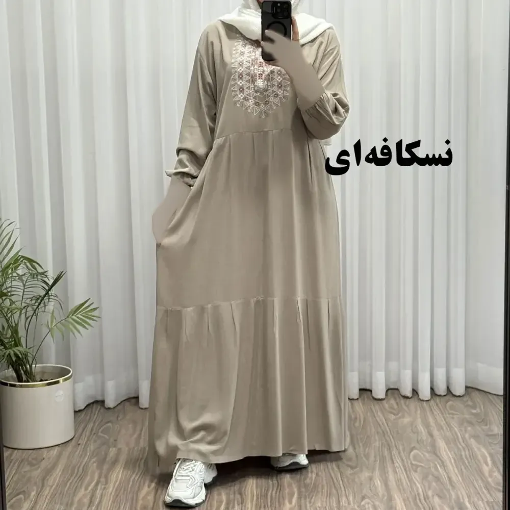 پیراهن ساحلی نخی زنانه مدل آیدا فری سایز مناسب تا 50 با کمربند
