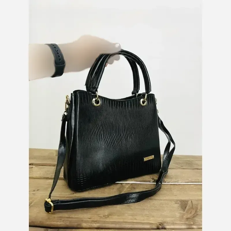 کیف دستی و دوشی زنانه جنس لیزارد رنگ مشکی
