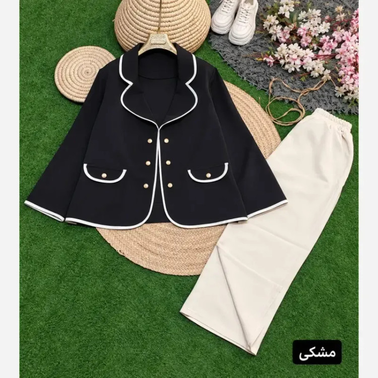 ست کت و شلوار زنانه پاییزه سوپرمازراتی پاپیون دار