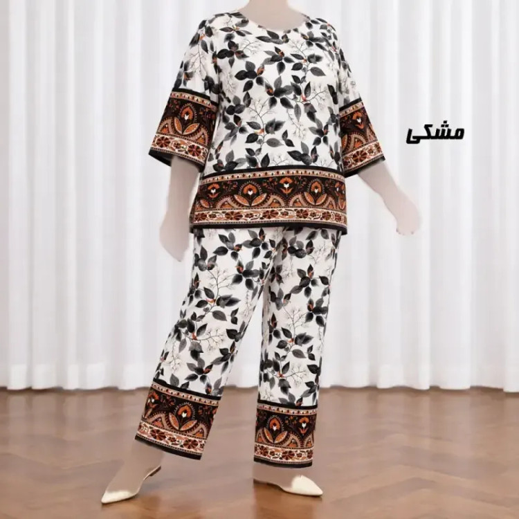 ست بلوز شلوار نخی زنانه و دخترانه فری سایز چهارفصل