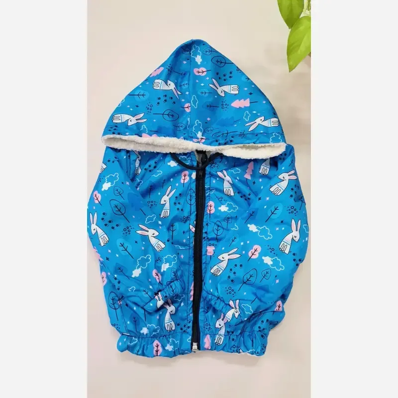 سویشرت کاپشن رویه شمعی داخل خز دخترانه طرح خرگوش آبی