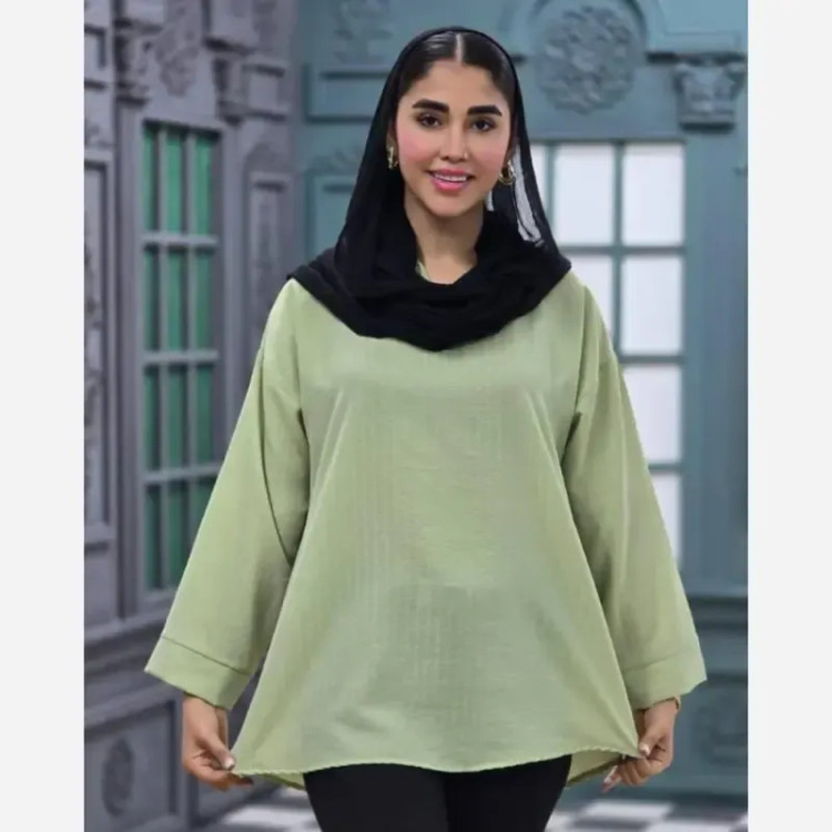 شومیز نخی ساده و دیپلمات یقه کوبایی زنانه فری سایز