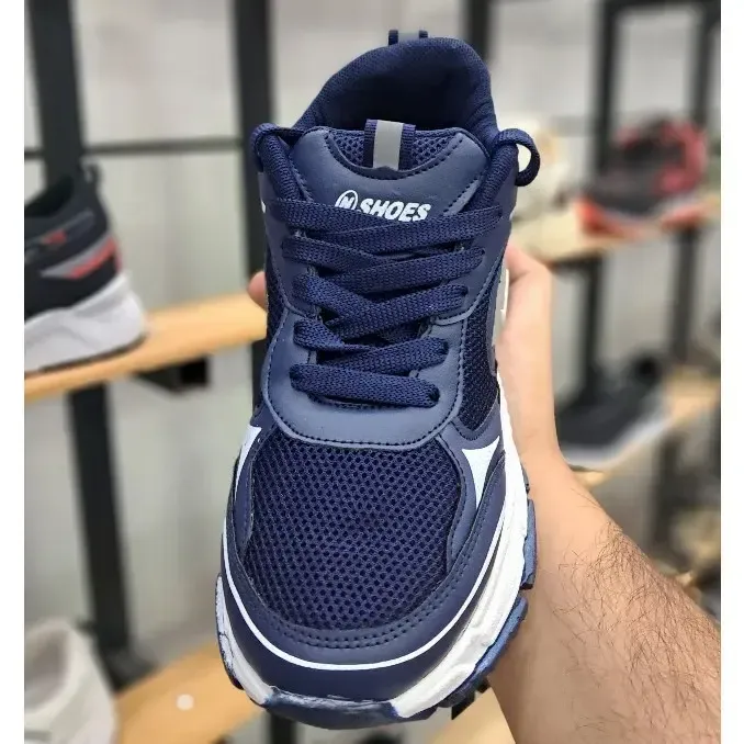 کفش اسپرت زنانه نایک سورمه ای لژدار رویه اسپیسر و چرم صنعتی