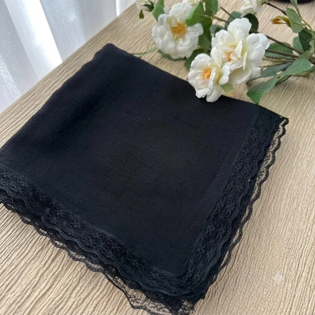 شال وال اسلپ مشکی سرمه ای نسکافه ای دور گیپور سایز 170 در 70 و 52 زنانه