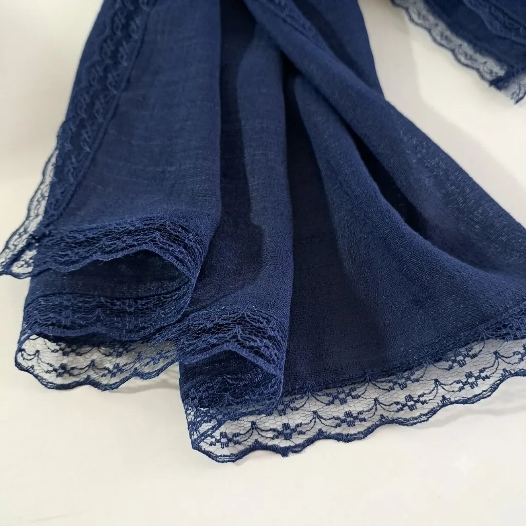 شال وال اسلپ مشکی سرمه ای نسکافه ای دور گیپور سایز 170 در 70 و 52 زنانه